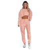 Pantalon de deux pièces pour femmes Solide Round Neck Neck With Navel Navel à manches longues Sweats à swave à crampons Casual Casual