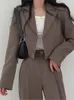 Cami casual solidi da donna Giacca a blazer gamba pantaloni in vita alta ufficio Lady Autumn Spring Crop Coats Set da due pezzi 240326