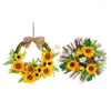 Decorative Flowers Artificial Wreath With Rattan Leaves For Front Door Indoor Outdoor Wall Decoration