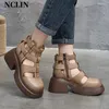 Sandalias 2024 Mujeres de verano Toe Round Toe Tacón de la plataforma Zapatera Zapatos de cuero Genunine Cuero Gladiador hecho a mano