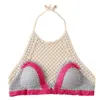 Camisoles & Tanks Women Crocheted Bras Hollowed Colorblock Strappy Backless Beach Camisole