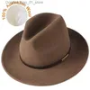 Breda brimhattar hink furtalk fedora hatt för kvinnor män % australisk ull filt vintage jazz par cap vinter chapeau femmel23/10/20 q240408