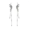 Ryggar örhängen 1 par 925 Silver Needle Classic Women Angel Ear Cuff Clip Long Chain On Earring Color Fashion Jewelry Earcuff