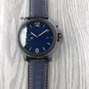 Kijk uit voor mannen luxe heren automatische mechanische designer horlogestijl sport 44 mm blauwe wijzerplaat lederen band horloges Zwitserse beweging