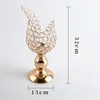 Ljusstakar Guldmetallblomma Shap Crystal Holder Stand European Iron Stick For Wedding Table Centerpiece Event Decoration