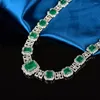 Ketten Wong Regen Luxus 925 Sterling Silber Emerald High Carbon Diamant Edelstein Halskette für Frauen Fein Schmuck Jubiläum Geschenke