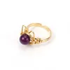 Top Quality New Personalized Handmade Gold Wrapped Original Stone Agate Ring Female Adjustable Wire Wrapped Rings Wholesale Jewellery Bijoux Wholesale