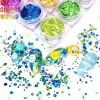 Glitter TCT001 Fireworks Holographic 3D Färgglada runda naglar Glitter för nagelkonstdekoration FacePaint Nail Gel Makeup Diy Cosmetics