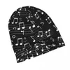 Basker musiknoter mönster design varmt stickat mössa hip hop bonnet hatt höst vinter utomhus mössor hattar för unisex vuxen