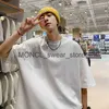 Men's T-Shirts Basic solid color mens short sleeved T-shirt summer Instagram couple loose and trendy Hong Kong style half top H240408