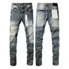Jeans masculinos Marca roxa High Street Blue Mill Bleaching calça de água da moda de água qualidade
