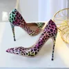 Kleiderschuhe 12 cm Fashion Leopardenmuster Frauen spitz Zehen Stiletto Pumps Sexy Promi Night Club Party High Heel Frau Großgröße 45