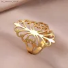 Anel de aço inoxidável anel de aço inoxidável elegante retro bohemiano de luxo de luxo anel amplo anel de jóias para mulheres noivado de casamento y240417