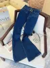 Damesjeans Y2K High Street Skinny Taille Flar La Vared Pants 2024 Lente zomer Vintage Blue Slim Fit Harajuku Denim Trouser