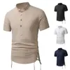 Coton pour hommes et lin Henry Necy Coup à manches courtes à manches courtes, chemise décontractée pour hommes, haut de taille européenne pour hommes