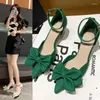 Sandals Summer Women's Shoes Fashion Low Heels Bow-knot Pointed Sexy Baotou Stiletto Party Light Sandalias De Mujer