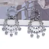 Boucles d'oreilles en peluche de mode multicouche ronde rond ramine de cristal long pour les femmes boho déclaration ethnique grande gouttes de boucle d'oreille