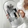 Caixas de armazenamento 360 ° Brush de maquiagem rotativo com tampa de luxo Organizador cosmético Mesa de batom de lápis de lápis.