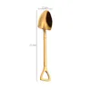 Kaffe Scoops Gold Creative rostfritt stål 304 Small Shovel Spoon Design Gold-Plated Table Glass Soppa honung