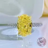 Anéis de cluster 8x12mm forma oval de cor amarela de alto carbono diamante 5a zircão 925 anel de noivado de prata esterlina de prata esterlina