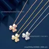 Collier de mode Vancleff trois fleurs Collier en diamant complet pour femmes Fashion Platinum Rose Gold Temperament Luxury Luxury Simple Smooth Classic Collar chaîne