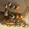 Premium Design 18K Gold Gord Water Drop Brincos de aço de titânio para mulheres Brincos de geometria versátil por atacado