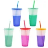 Тумблеры с изменением цвета чашки многоразового тумблера с крышками и соломинкой Ледяная вода BPA Party 5 Colors
