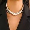 Colares pendentes lacteo punk liso contas ccb imitação colar de pérolas para mulheres fios feitos à mão gargantilha jóias de jóias de cadeia de pescoço