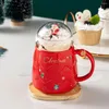 Tasses dessin animées tasses d'eau en céramique 500 ml mignon cadeaux de Noël cadeaux milkinring avec cuillère à la maison drinkware tasse tasse