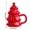 Kubki świąteczne filiżanki do kawy zimowe wakacje Mugchristmas Tree Milt Tea Cup Kubek z pokrywką owsianki śniadanie