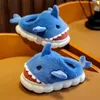 Slipper Parent-Child Shoes Winter Cotton Slippers To Be Home Child Shark Shoes Flip Flops For Kids Girls Cutoon Baby Boys tofflor 240408