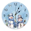 Wall Clocks Christmas Snowman Branch Snowflake Round Clock Modern Design Kitchen Hanging Watch Home Decor Silent