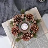 Kandelhouders Kerstmis Pinecone Holder Ornament met elektriciteit voor Home Decoration Xmas Theme Party Tafel Decor Candlestick