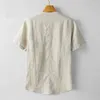 Men's Casual Shirts O-neck Linen T For Men Summer Breathe Tops Fashion Clothing Beach Wear Short Sleeve