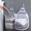 Torby na pranie wiszące kosza z siatki składane zamieszane brudne ubrania torba do przechowywania na ścianie