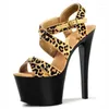 Sandals Model Party Catwalk Chaussures Stage High Talons hauts d'été 17 cm imprimé léopard supérieur