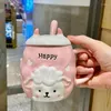 Mugs 380ml High Quality Ceramics Coffee Cup Boyfriends Girls Hearts Ins Ceramic Mug Lamb With Spoon And Lid Water Bottle