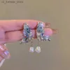 Charm Butterfly Wings Pearl Earrings Lichte luxe blauw kristallen edelsteen oorbellen voor vrouwen mode feest sieraden trendy accessoires2404080hcr