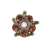 Kandelhouders Kerstmis Pinecone Holder Ornament met elektriciteit voor Home Decoration Xmas Theme Party Tafel Decor Candlestick