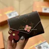 Designer Floral Lousis Vouton wallet Luxury coin purse High Quality lvse card holder women Genuine Leather long mens wallets Fashion Cowhide clutch with box o8694b