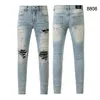 Herren Jeans Designer Jeans AM Jeans 8808 Hochwertiges Modes Patchwork Ripped Leggings 28-40