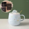 Tasses dessin animé japonais tasse en céramique tasse en céramique avec couvercle cuillère d'eau mignonne fille couple couple petit déjeuner