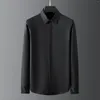 Men's Casual Shirts Fashion Long Sleeve Ten Thousand Needle Embroidery Leader Black And White Slim Fit Shirt