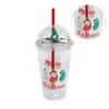 Wasserflaschen Becher Doppelmauerte Glitter Cup 450 ml Strohbecher Plastikmaterial Dropship