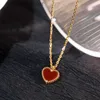 High Version Original 1to1 Brand Necklace Vancefe Lucky Love Red Jade Rose Gold Necklace 925 Silver Classic Heart Shaped Designer High Quality Choker Necklace