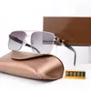 2024 Gafas de sol sin borde sin borde de verano para mujeres Estilo ovalado Anti-ultravioleta Retro Plank Marco de moda Caja aleatoria