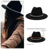 Wide Brim Hats Bucket Hats Mens and Womens Black Wide largeur Fedora Style britannique Trilby Party Officiel Panama Hat Denim Autumn Hiver Hat Wholesale Q240408