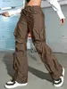 Jeans femminili pantaloni cargo 2023 Fashion vintage strt vibra a tasca con tasca per palette di paracadute in vita alta.