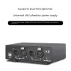 Microfones USB Dual Mixed Output Phantom Power Supply 48V Metal för kondensor Mikrofoner Musikinspelningsutrustning