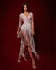 Casual Dresses Independent Station Sexy DeepVLuxury Rhinestone Tassel Dress Party High-End Dinner Performance